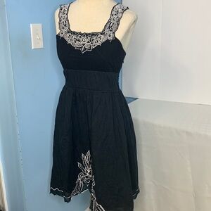 Free People Black Embroidered Dress